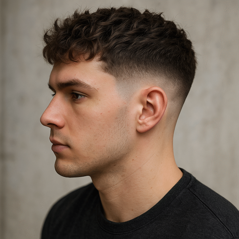 low taper fade textured top