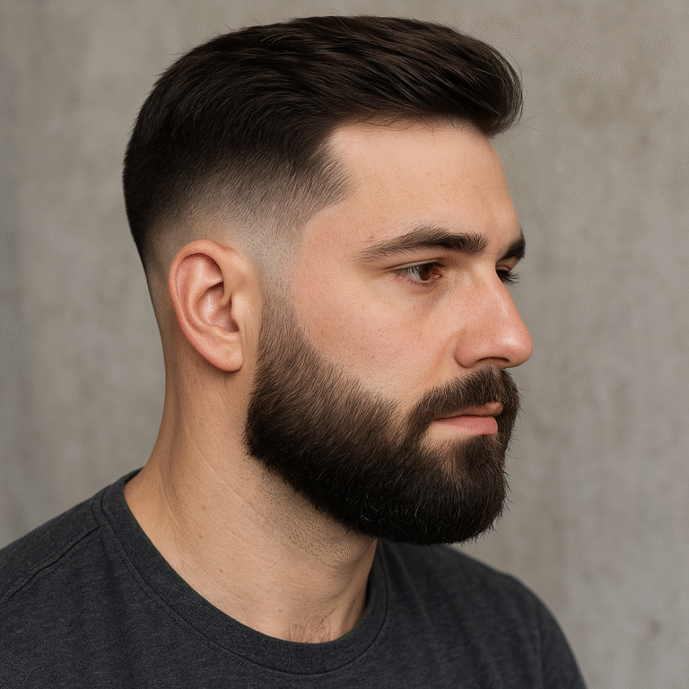 low taper fade with beard