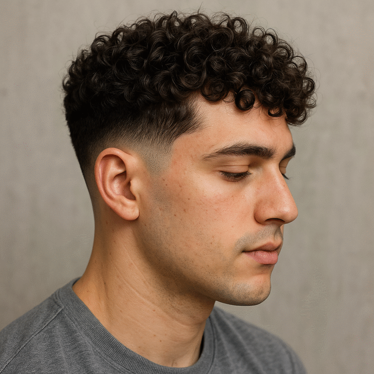 low taper fade with curly hair
