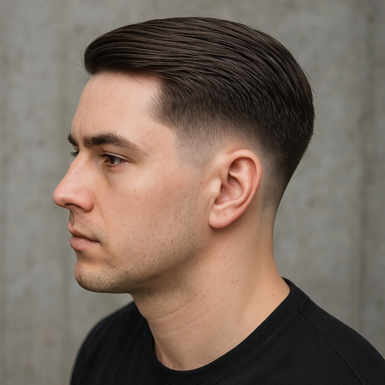low taper fade with straight hair